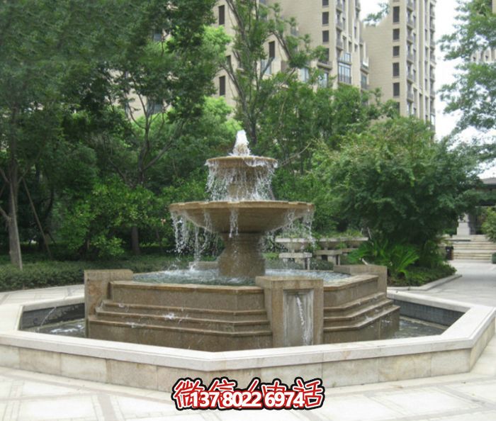 精美石雕大型噴泉，美化小區(qū)廣場景觀