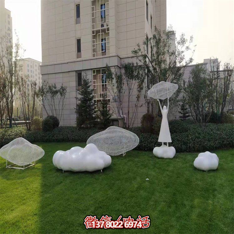 不銹鋼創(chuàng)意鏤空戶外園林祥云雕塑——美景美事，祈愿福氣