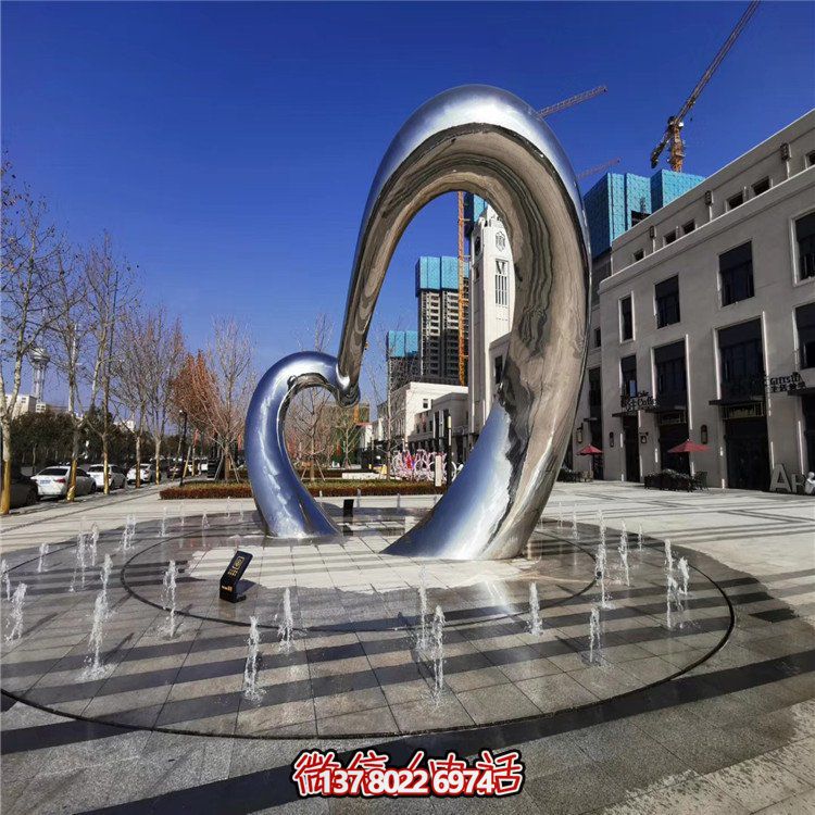 不銹鋼圓形雕塑精致工藝，拋光鏡面，抽象藝術(shù)