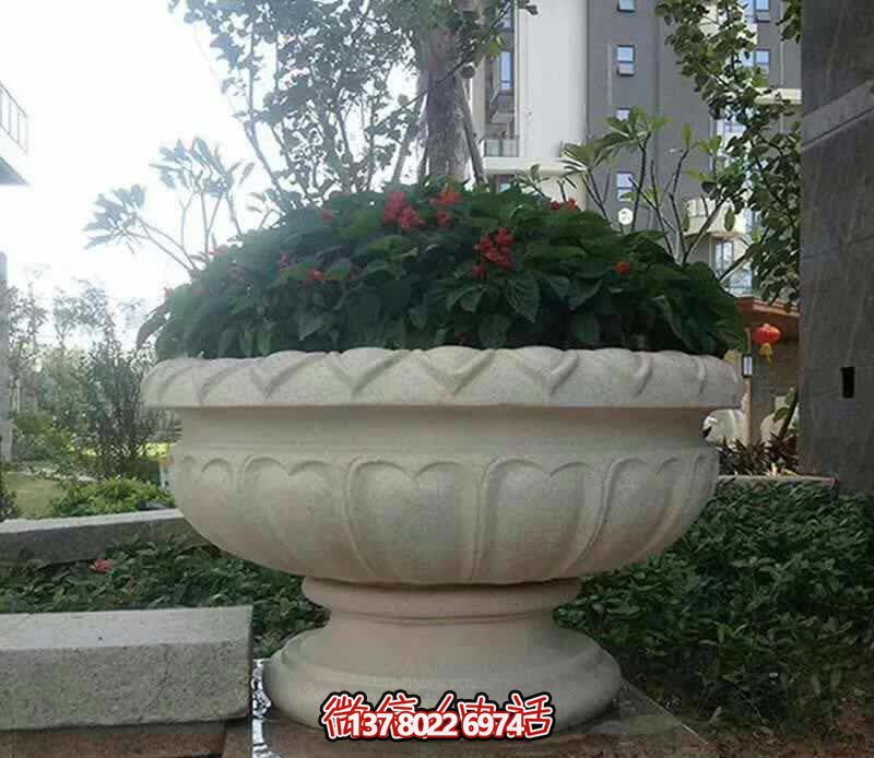 精美巨型大理石石雕花盆雕塑，讓你的別墅街道更加精彩