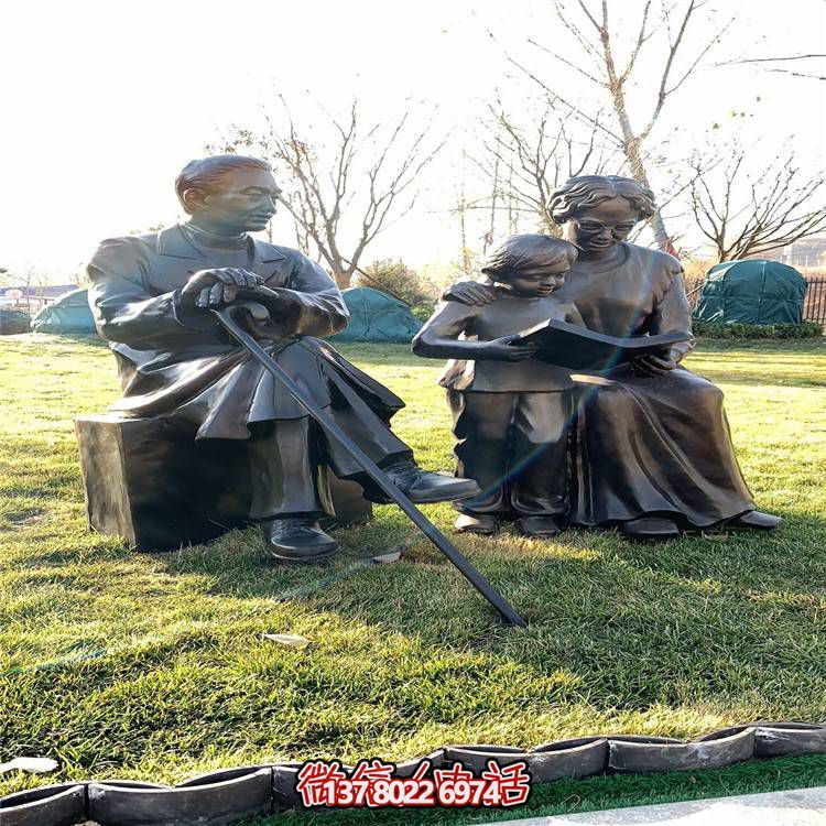 仿銅民俗人物雕塑，玻璃鋼裝飾公園戶外
