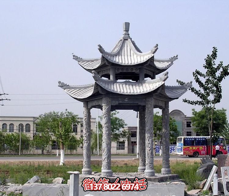 精美古建筑雕塑雙層涼亭，為公園廣場(chǎng)注入古典風(fēng)情