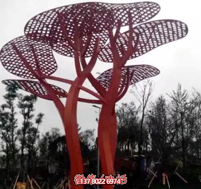 兒童安全游樂園，不銹鋼網(wǎng)格樹雕塑裝置