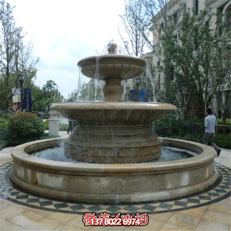 歐式雙層大理石流水噴泉，為小區(qū)增添高貴氣質(zhì)