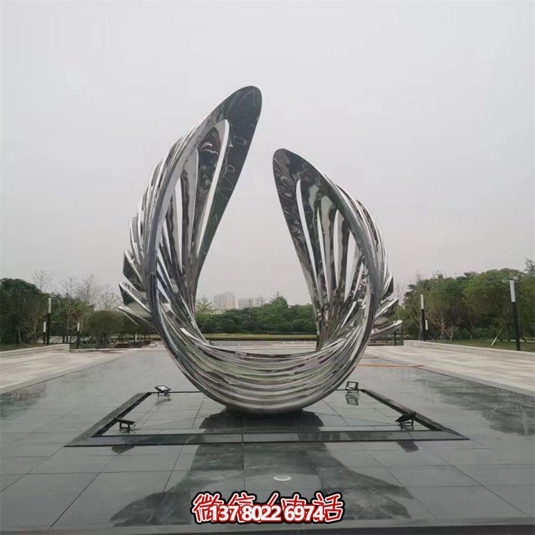 不銹鋼抽象翅膀藝術(shù)雕塑，為戶外廣場增添獨(dú)特景觀