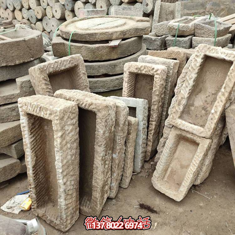 經(jīng)典石雕老石槽，點綴青石園林景觀