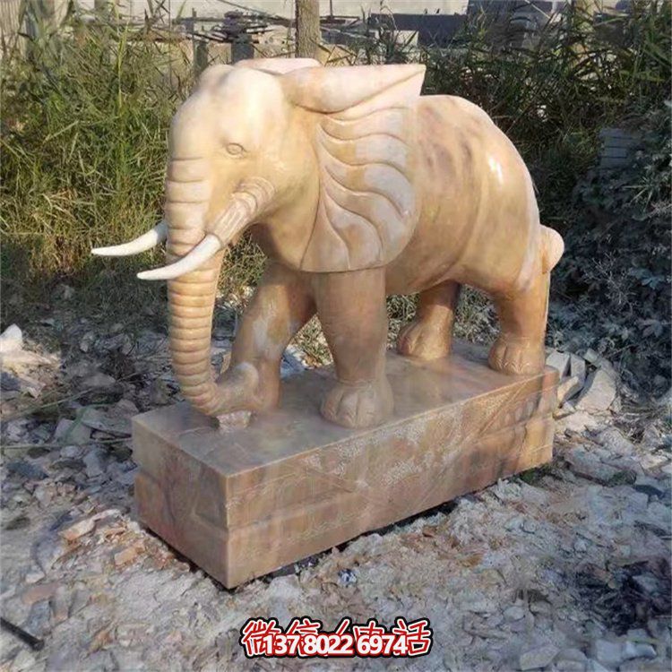 自然石材雕塑，吉祥大象守護(hù)家門