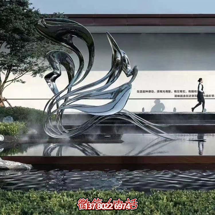 大型不銹鋼抽象雕塑，現(xiàn)代水景景觀創(chuàng)意裝飾