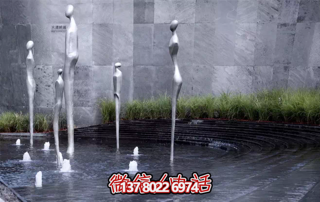 不銹鋼抽象噴泉雕塑，景觀創(chuàng)意裝置