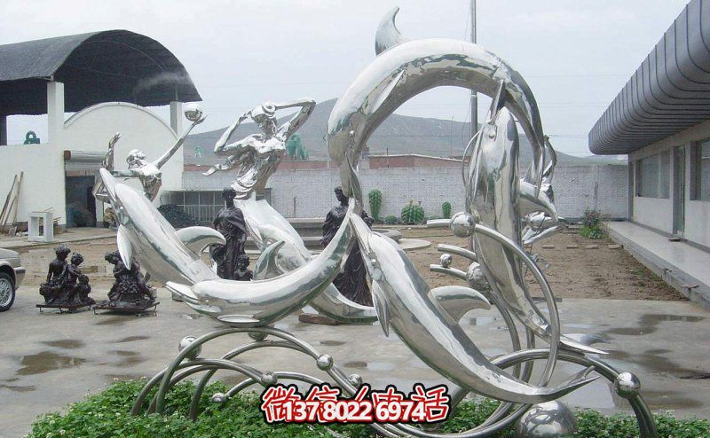 一群活躍海豚，為游樂園帶來更多樂趣——不銹鋼海豚雕塑