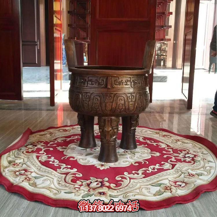純銅鼎仿古香爐擺件，圓潤家居裝飾