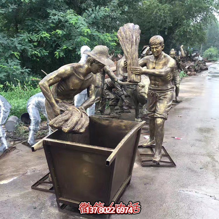 中國(guó)民俗——打麥子、勞動(dòng)、人物雕塑