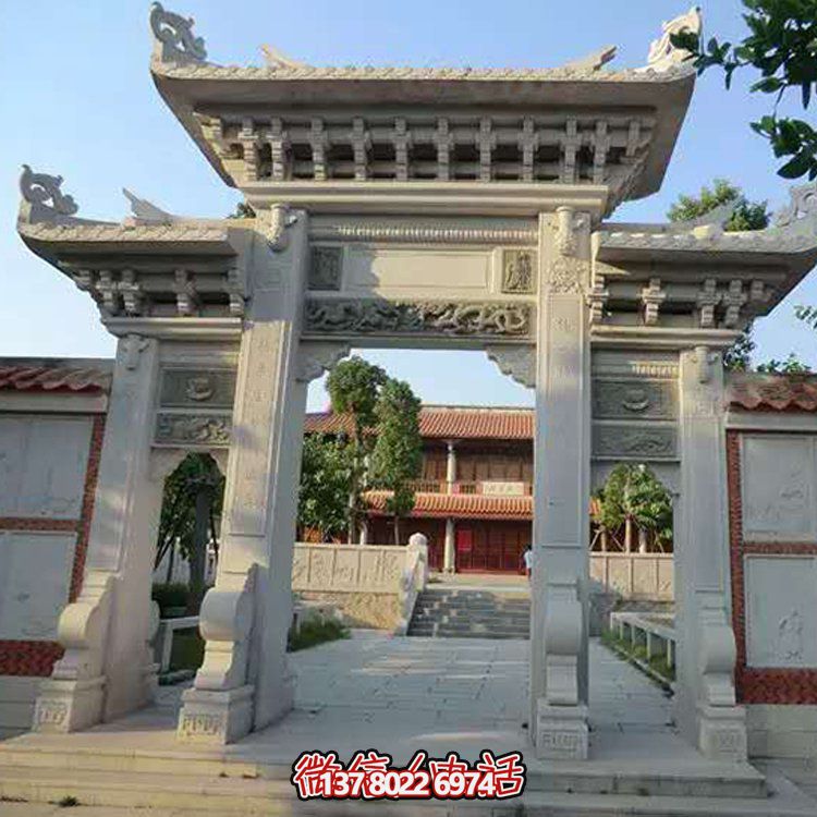 精美大理石石雕景區(qū)園林，大型門樓牌坊雕塑