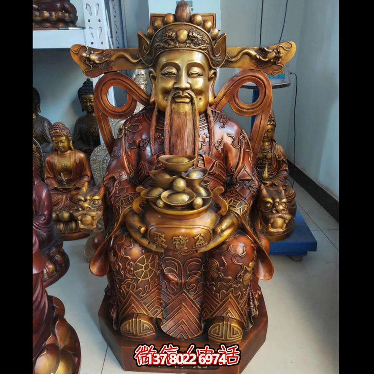 家用純銅鍛造財神爺?shù)袼堋斣礉L滾，祝福財運永久