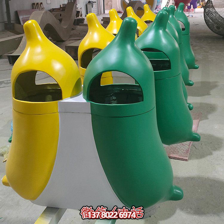 創(chuàng)意玻璃鋼垃圾桶，家庭園林裝飾擺件
