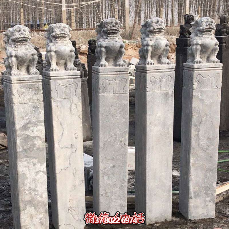精美大理石獅子拴馬柱，點綴庭院園林