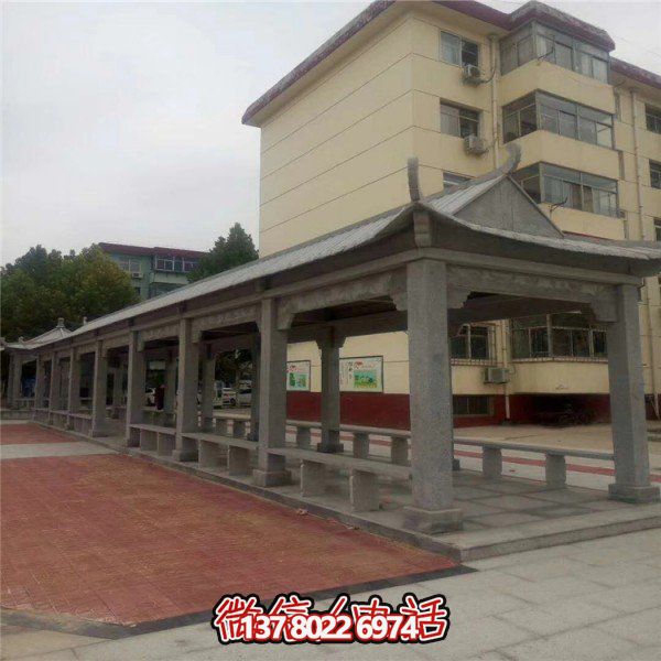 仿古建筑石雕長廊亭子，打造文化小區(qū)廣場雕塑