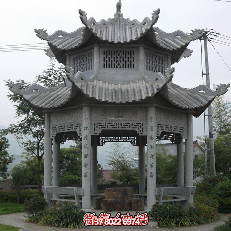 仿古青石涼亭，美觀大方，雕塑精美