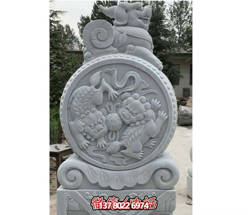 精美大理石抱鼓石雕塑，點綴園林景觀