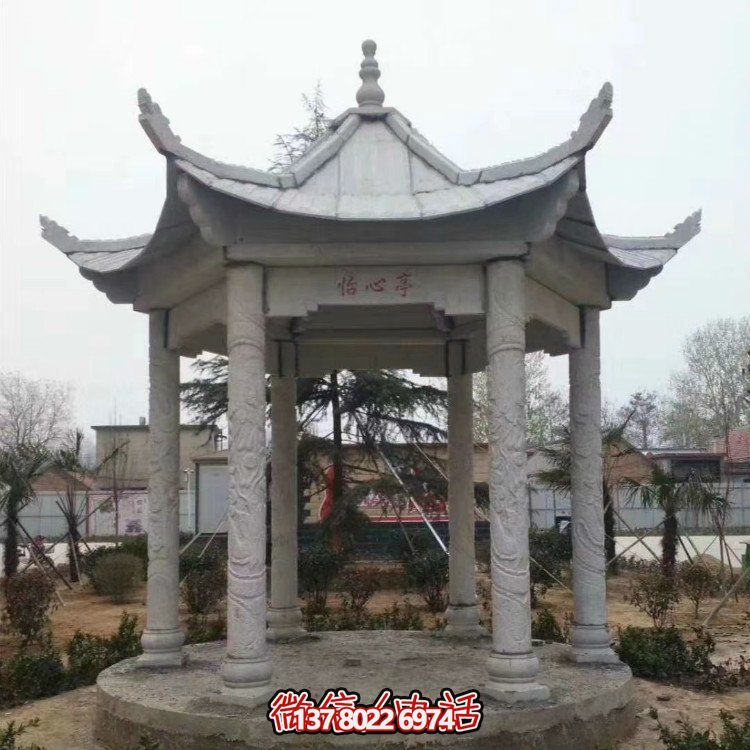 青石仿古石雕涼亭，營造寧靜田園風(fēng)情
