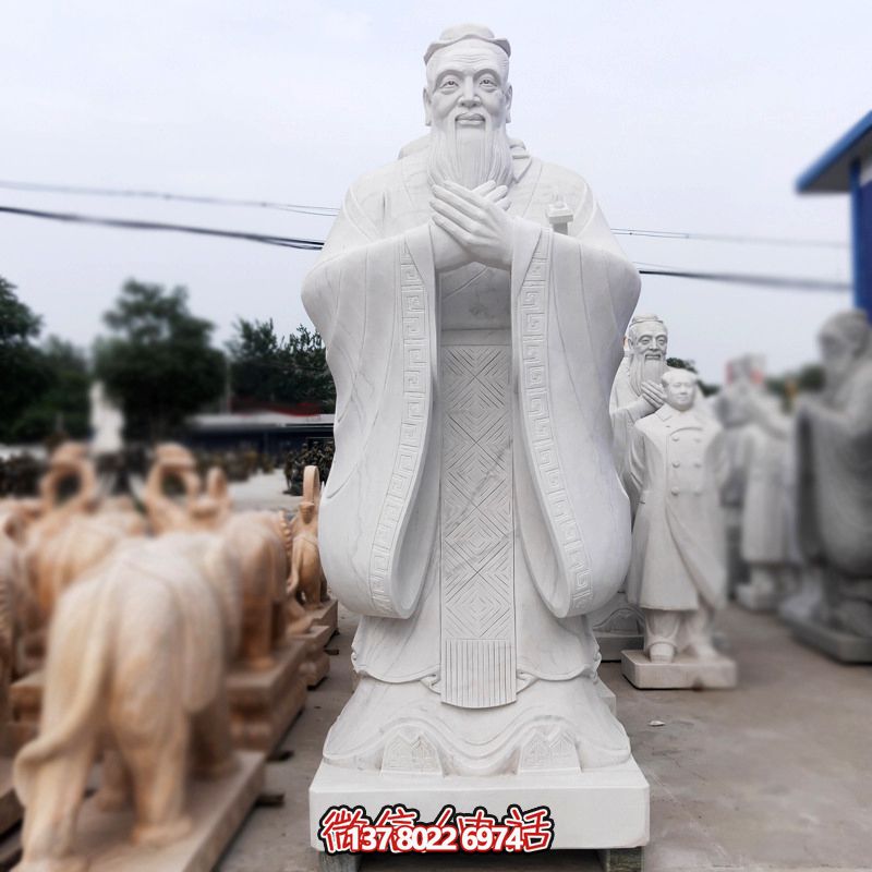 漢白玉孔子雕塑傳承中華文化，融入創(chuàng)意景區(qū)
