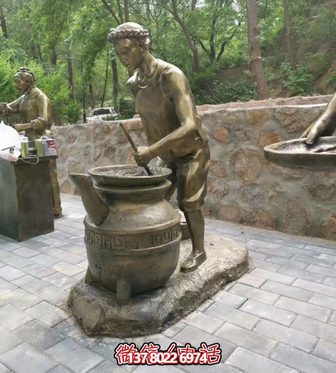 仿銅情景人物玻璃鋼雕塑，環(huán)境美化街道戶外小品