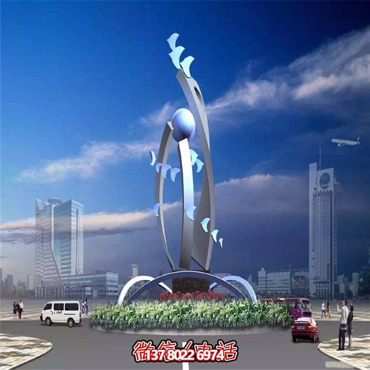 大型不銹鋼抽象藝術(shù)飛翔雕塑，豐富景觀廣場