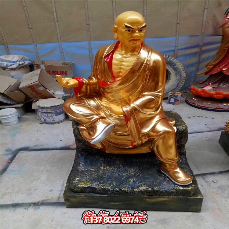 噴金烤漆菩薩雕塑，擁有古老神秘的十八羅漢美學(xué)
