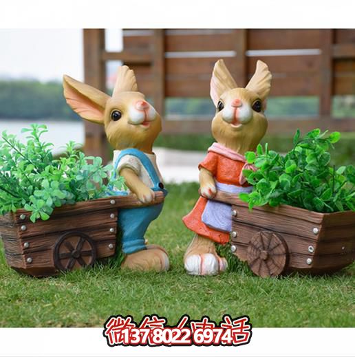 可愛兔子雕塑，點(diǎn)綴玻璃鋼戶外園林景觀