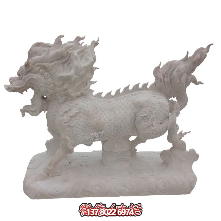 傳承漢白玉石雕麒麟雕塑，美化景區(qū)戶外環(huán)境