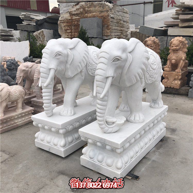 大理石石雕大型動物雕塑，點綴庭院別墅門口