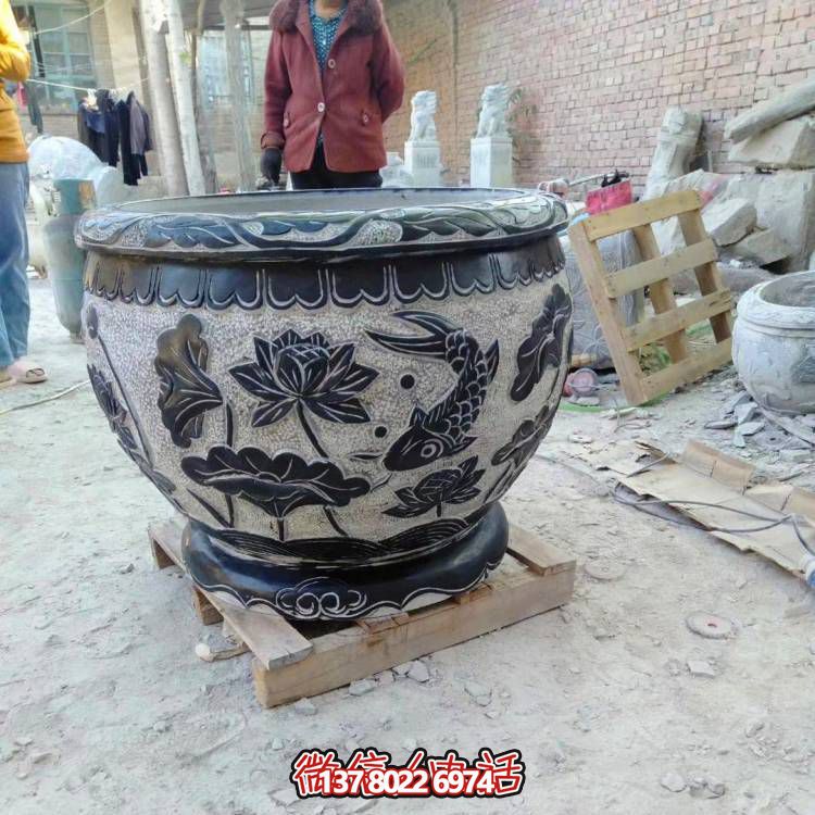 天然石頭缸，仿古雕刻，裝點家園
