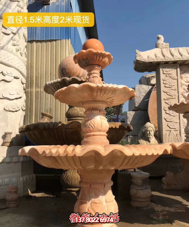紅色晚霞風(fēng)水球石雕景觀噴泉，點(diǎn)亮小區(qū)美景