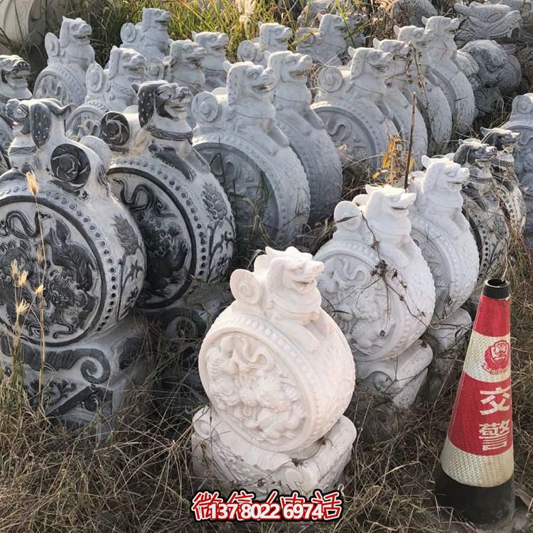 仿古青石獅子抱鼓石擺件，鎮(zhèn)宅庭院門口裝飾