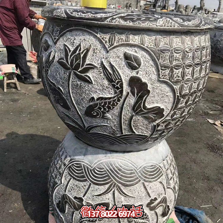 古典中式仿古石雕花盆，為您的庭院增添古風(fēng)雅致