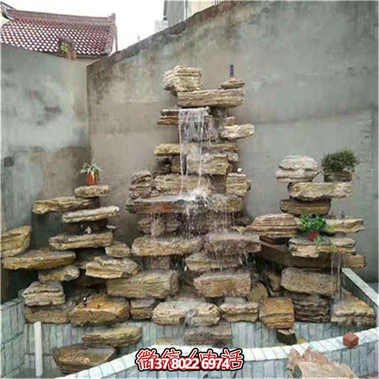 大型立式層流水假山石造景，給你驚艷的室外庭院廣場