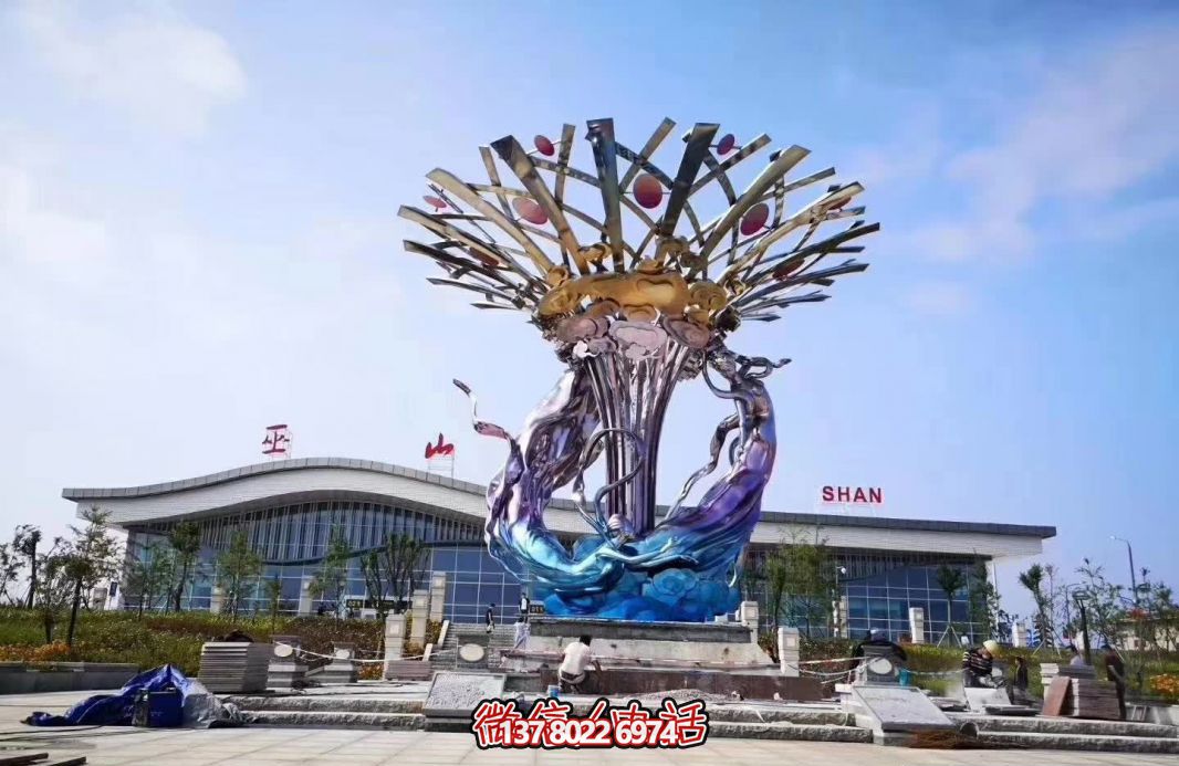 玻璃鋼美人魚(yú)雕塑，給廣場(chǎng)帶來(lái)彩繪跳舞美景