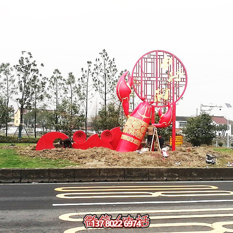 大型玻璃鋼龍蝦模型雕塑，裝飾城市街道邊