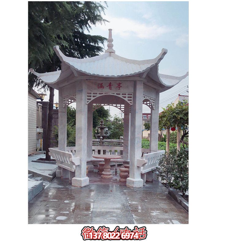 仿古大理石涼亭，美化花園景觀