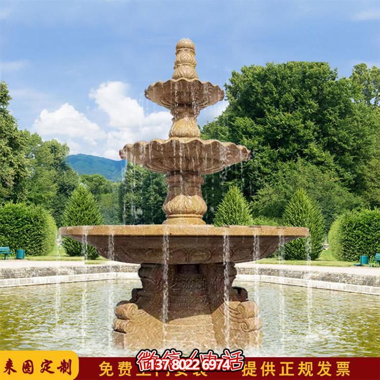 流水紅晚霞，石雕戶外景區(qū)擺件