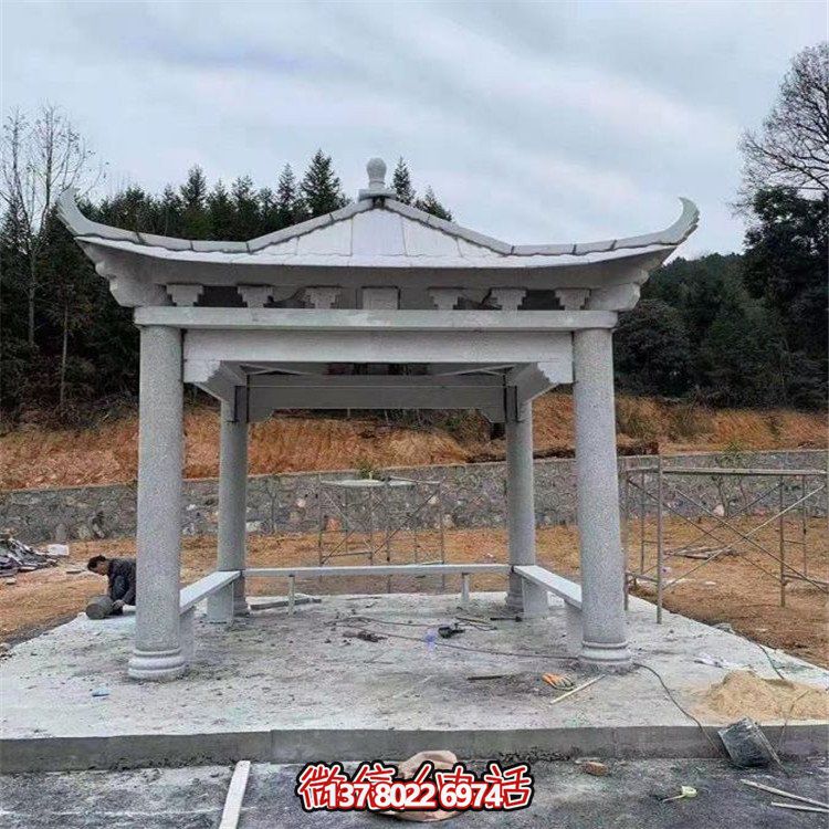 獨(dú)具魅力的石雕涼亭，點(diǎn)綴園林景觀