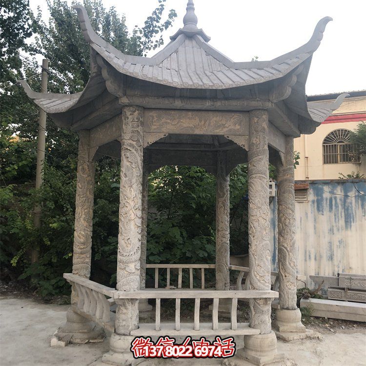 中式仿古建筑青石石亭，為您的園林戶外擺放帶來(lái)古典美