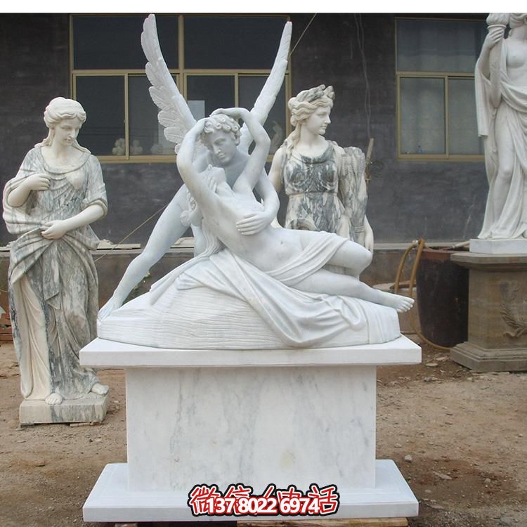 西方天使?jié)h白玉雕塑，美化景區(qū)廣場