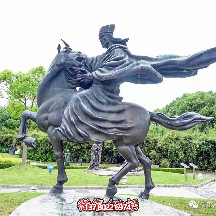 古典仿銅騎馬雕塑，玻璃鋼創(chuàng)意廣場裝飾