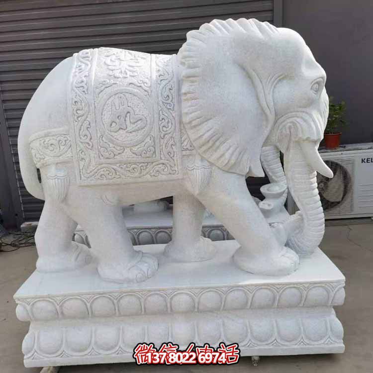 漢白玉雕塑藝術(shù)，景觀裝置招財(cái)大象