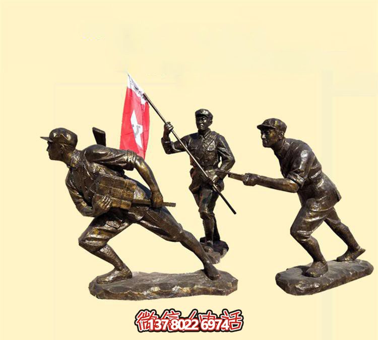 玻璃鋼八路軍雕塑，創(chuàng)意奔跑廣場(chǎng)裝飾