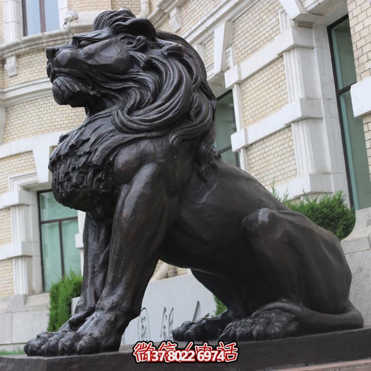 小區(qū)別墅門(mén)口大型不銹鋼仿銅園林景觀獅子