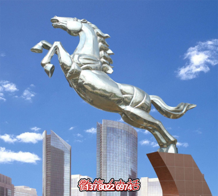 不銹鋼馬兒雕塑，鏡面騰空的馬兒雕塑，企業(yè)精神標(biāo)識(shí)標(biāo)志
