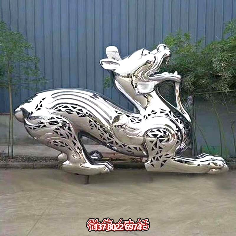 戶(hù)外園林不銹鋼鏡面鏤空創(chuàng)意貔貅雕塑