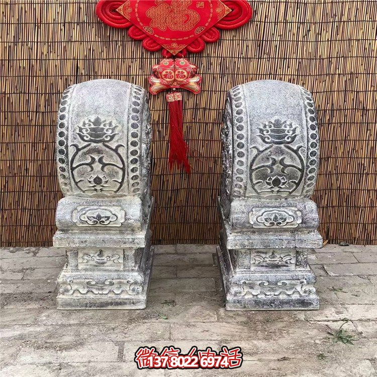 青石仿古抱鼓石，大理石古建大門門墩